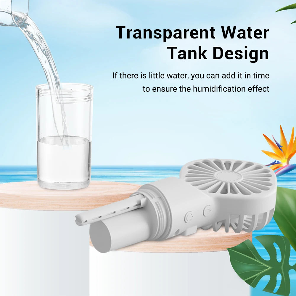 Portable Water Mist Humidifier Fan USB Mini 4 Speeds