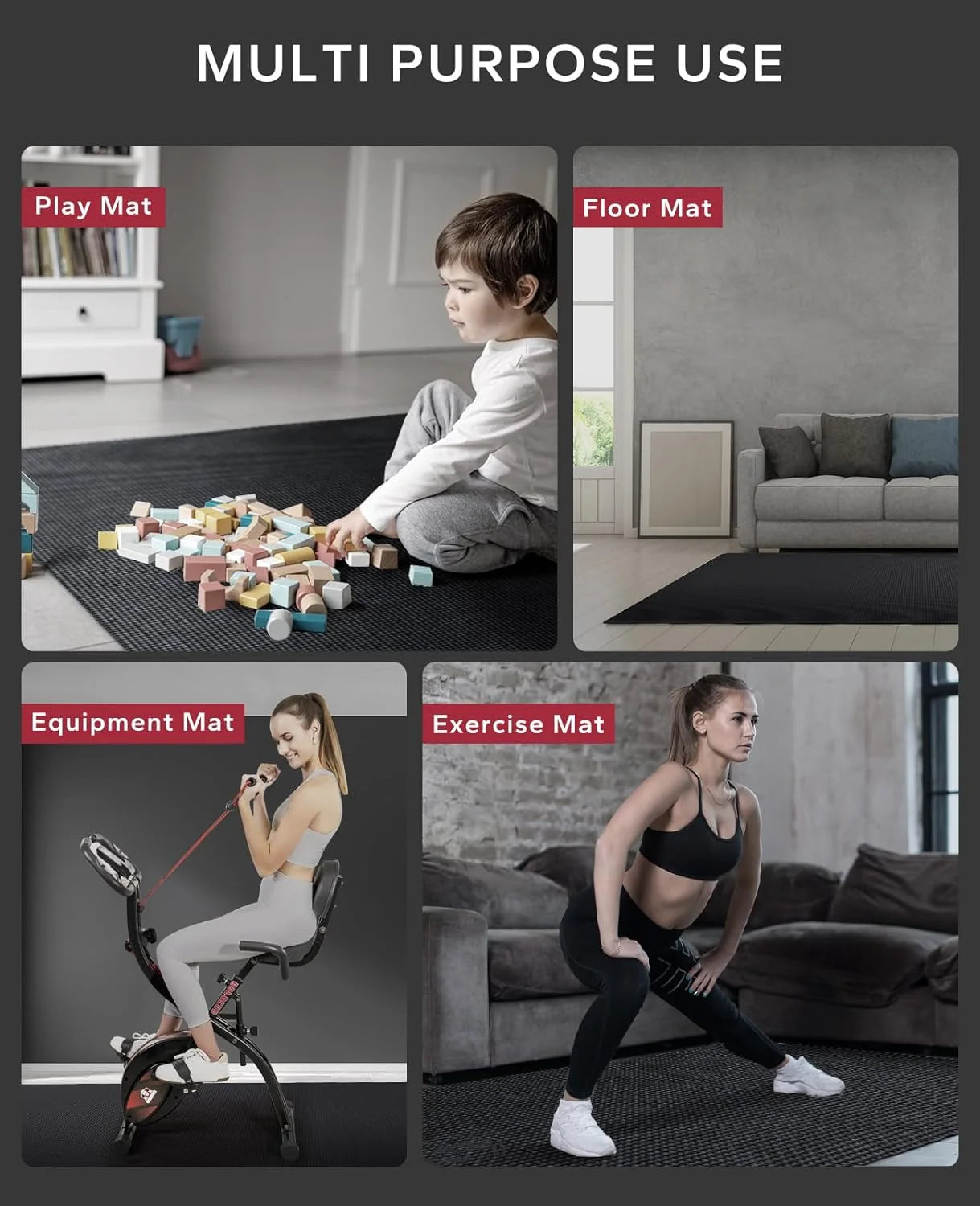 HAPBEAR Large Exercise Mat Non Slip Durable Thick Home Workout