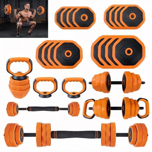 Adjustable Dumbbell Combo Converts To Barbell Kettlebell Home Gym Equipment