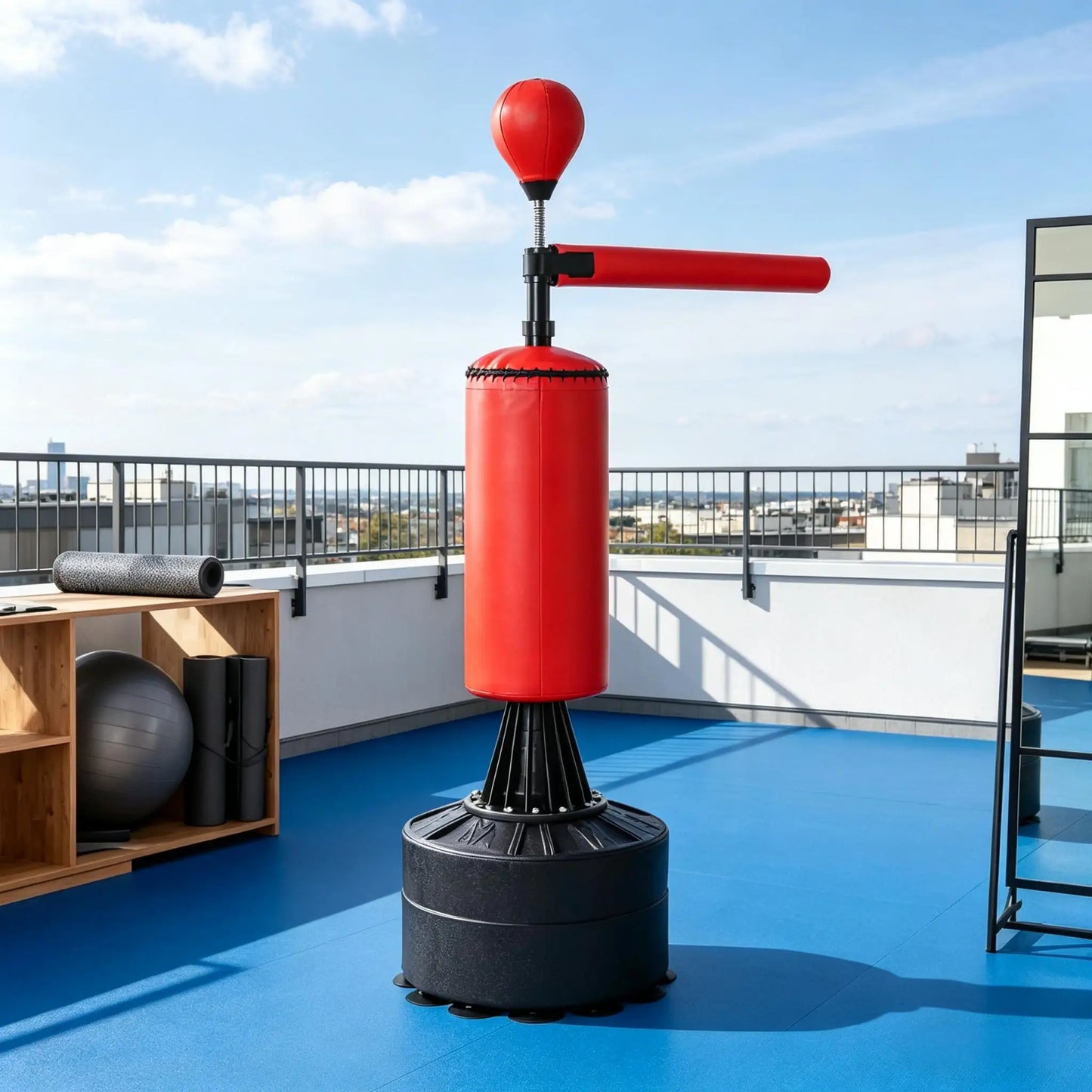 Freestanding Rotating Punching Bag With Speed Ball And Gloves