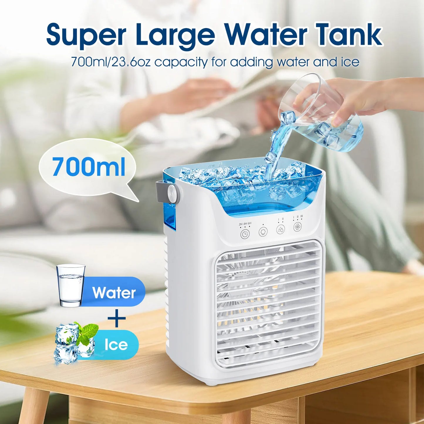 AFDEAL Portable Desktop Humidifier Fan Cooling Water Tank For Bedroom