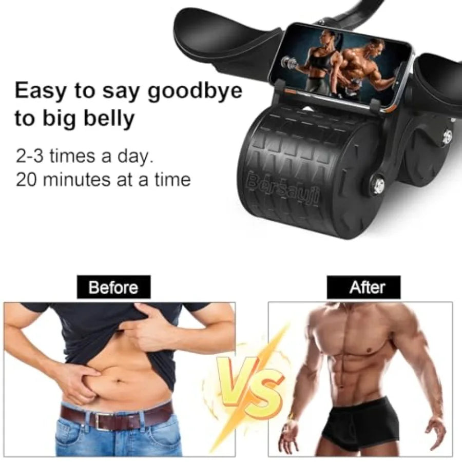 Upgraded Automatic Rebound Ab Roller Wheel with Knee Mat