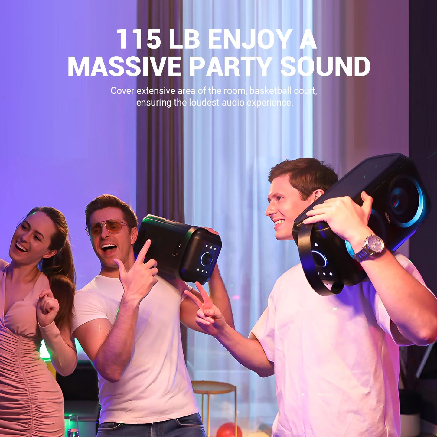 W-King Portable Bluetooth Party Speaker 80W RMS Wireless Boombox 105dB