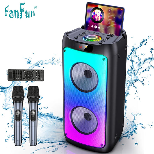 FanFun Bluetooth Karaoke Speaker System With LED Lights Remote Control