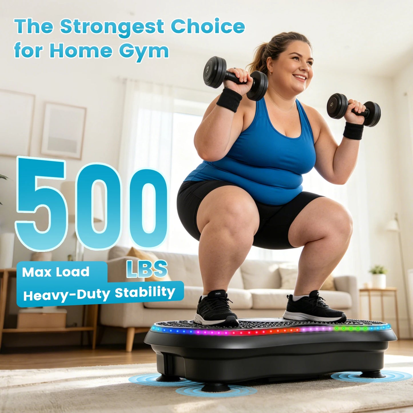 Smart Vibration Plate Exercise Machine With LED Light Strip