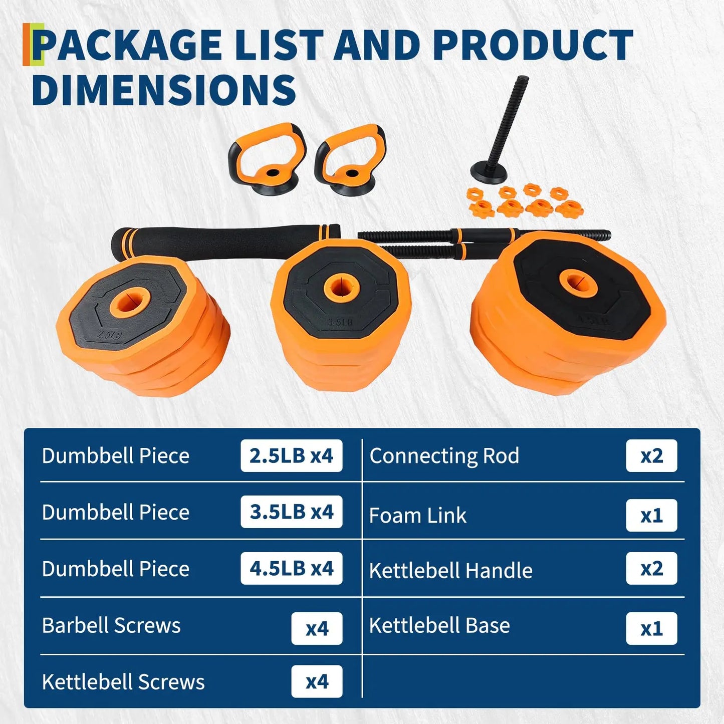 Adjustable Dumbbell Combo Converts To Barbell Kettlebell Home Gym Equipment