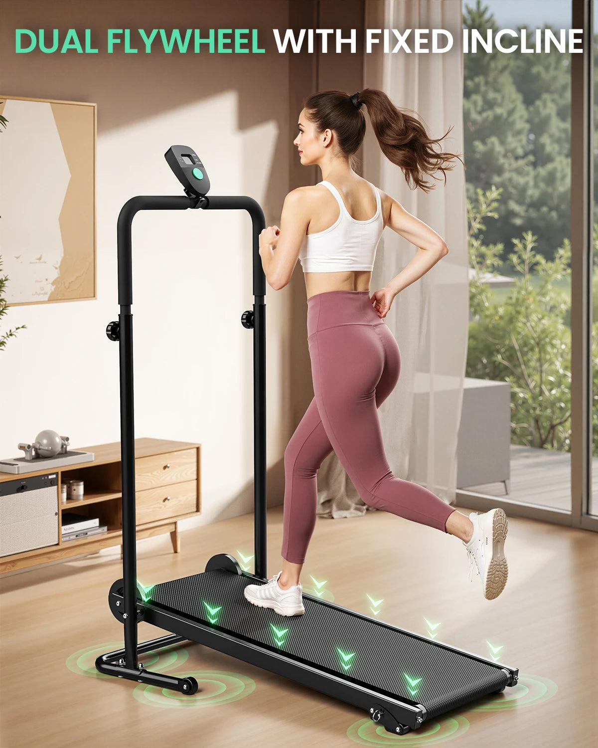 Akluer Non Electric Treadmill Motorless Foldable LCD Monitor Adjustable Incline