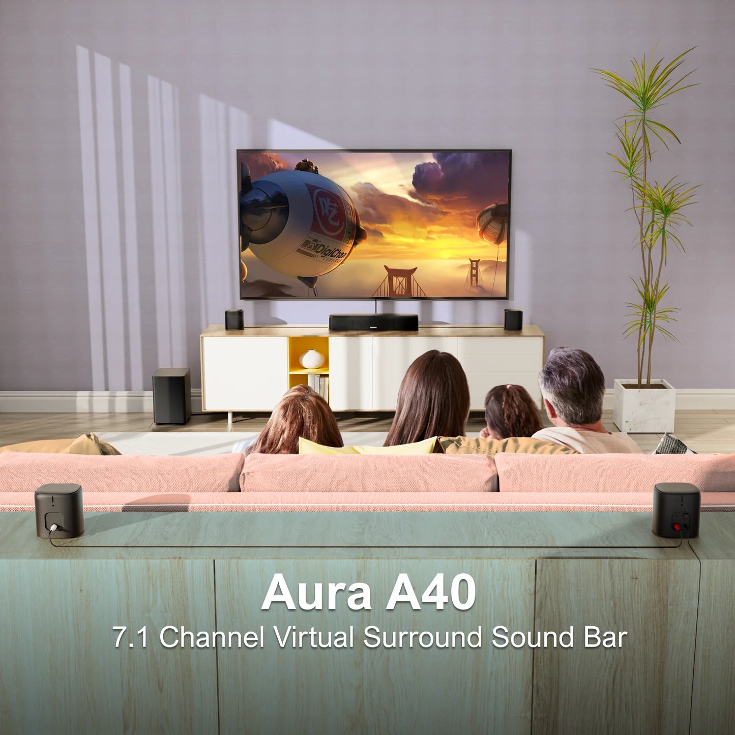 ULTIMEA 330W Home Theater 7.1CH Virtual Surround Soundbar Subwoofer