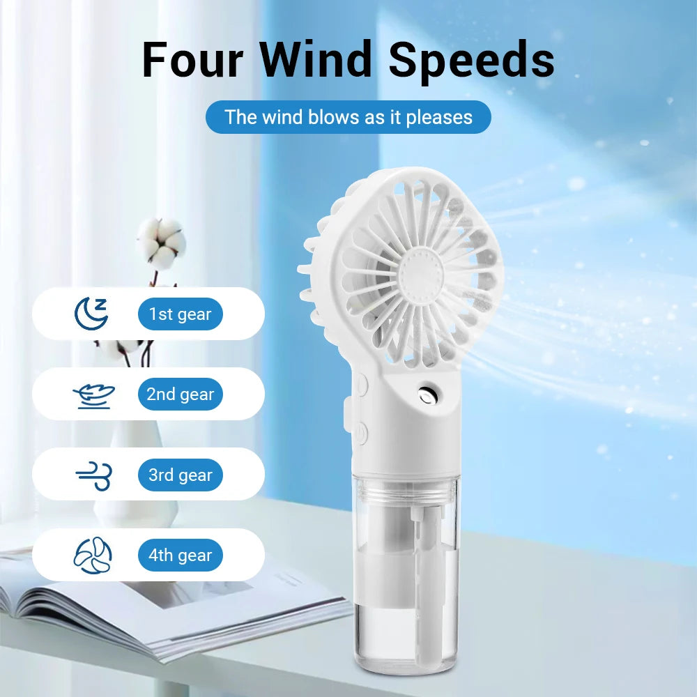 Portable Water Mist Humidifier Fan USB Mini 4 Speeds