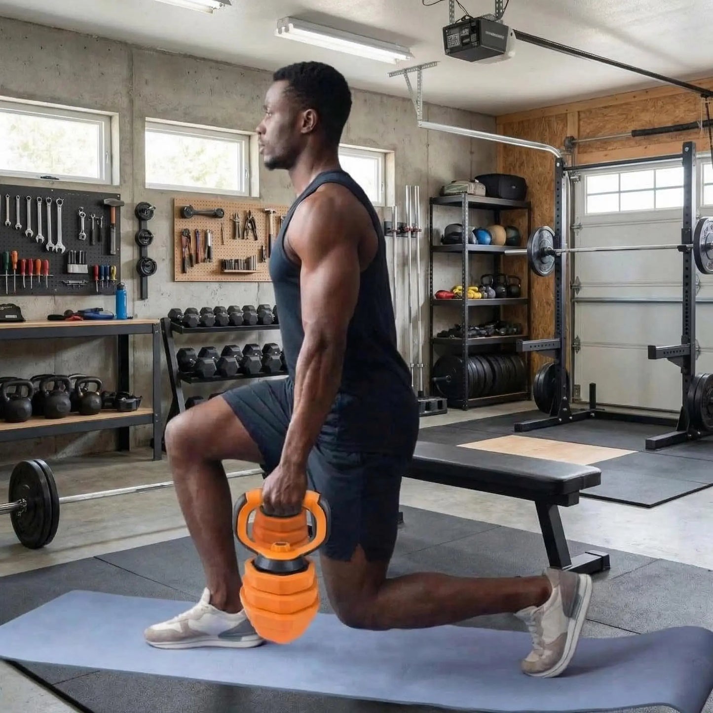 Adjustable Dumbbell Combo Converts To Barbell Kettlebell Home Gym Equipment