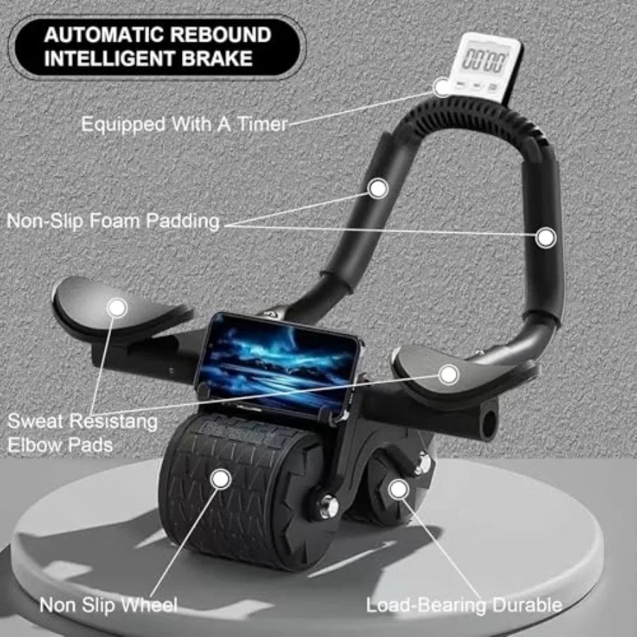 Upgraded Automatic Rebound Ab Roller Wheel with Knee Mat