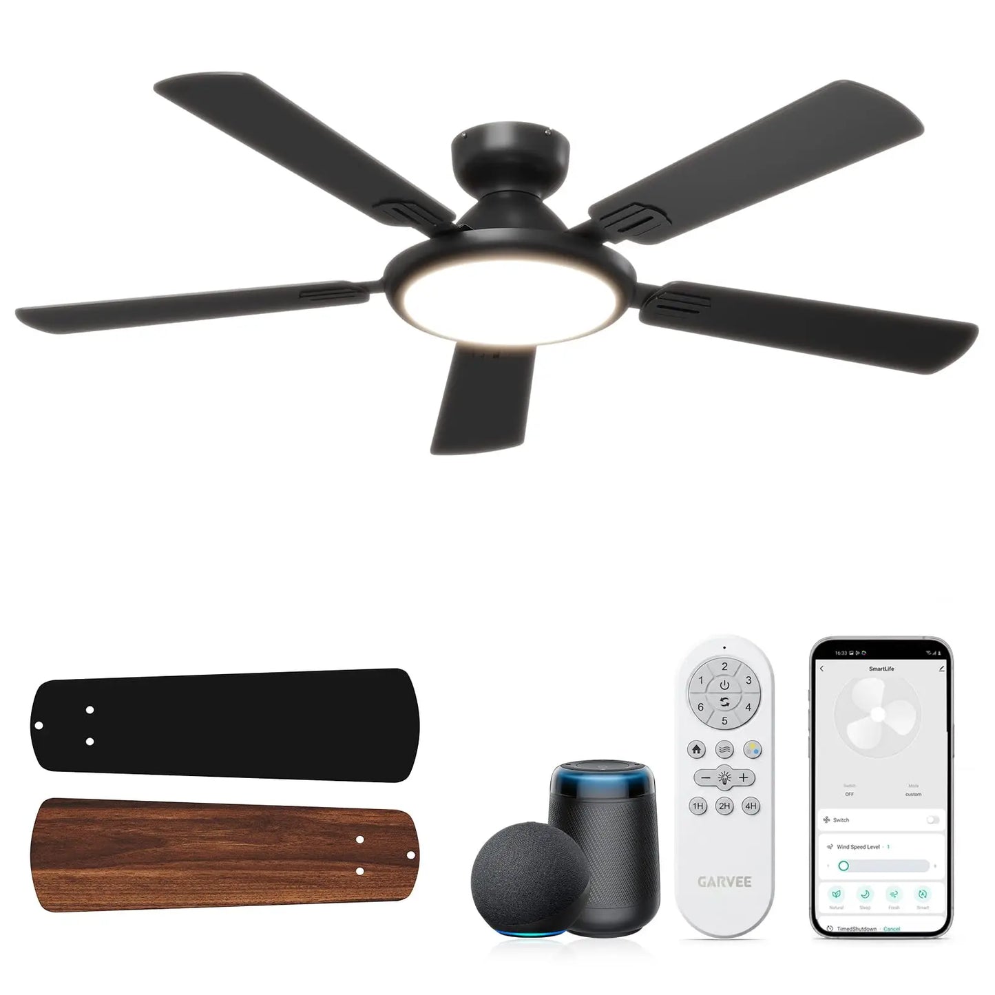 Adoolla Smart Ceiling Fan Alexa WiFi Lights Remote Quiet Motor