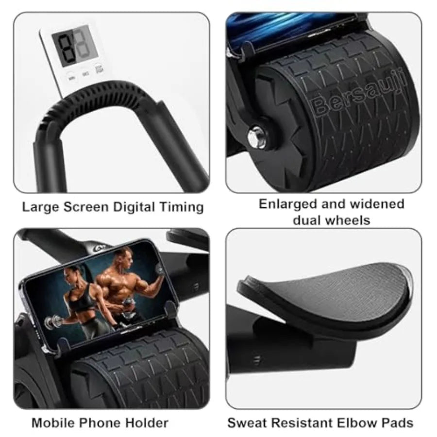 Upgraded Automatic Rebound Ab Roller Wheel with Knee Mat