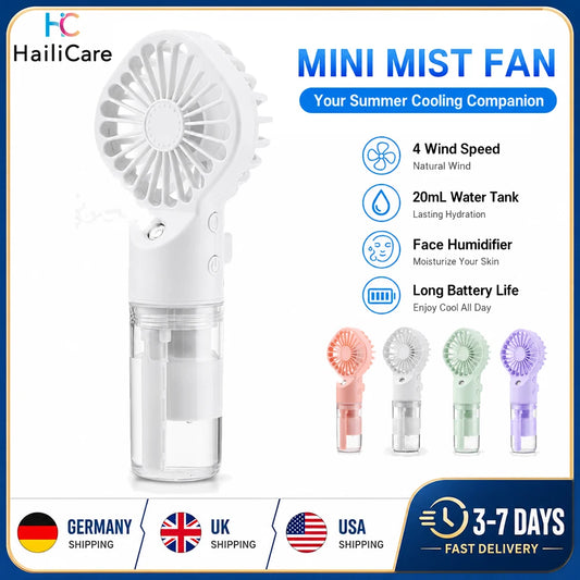 Portable Water Mist Humidifier Fan USB Mini 4 Speeds