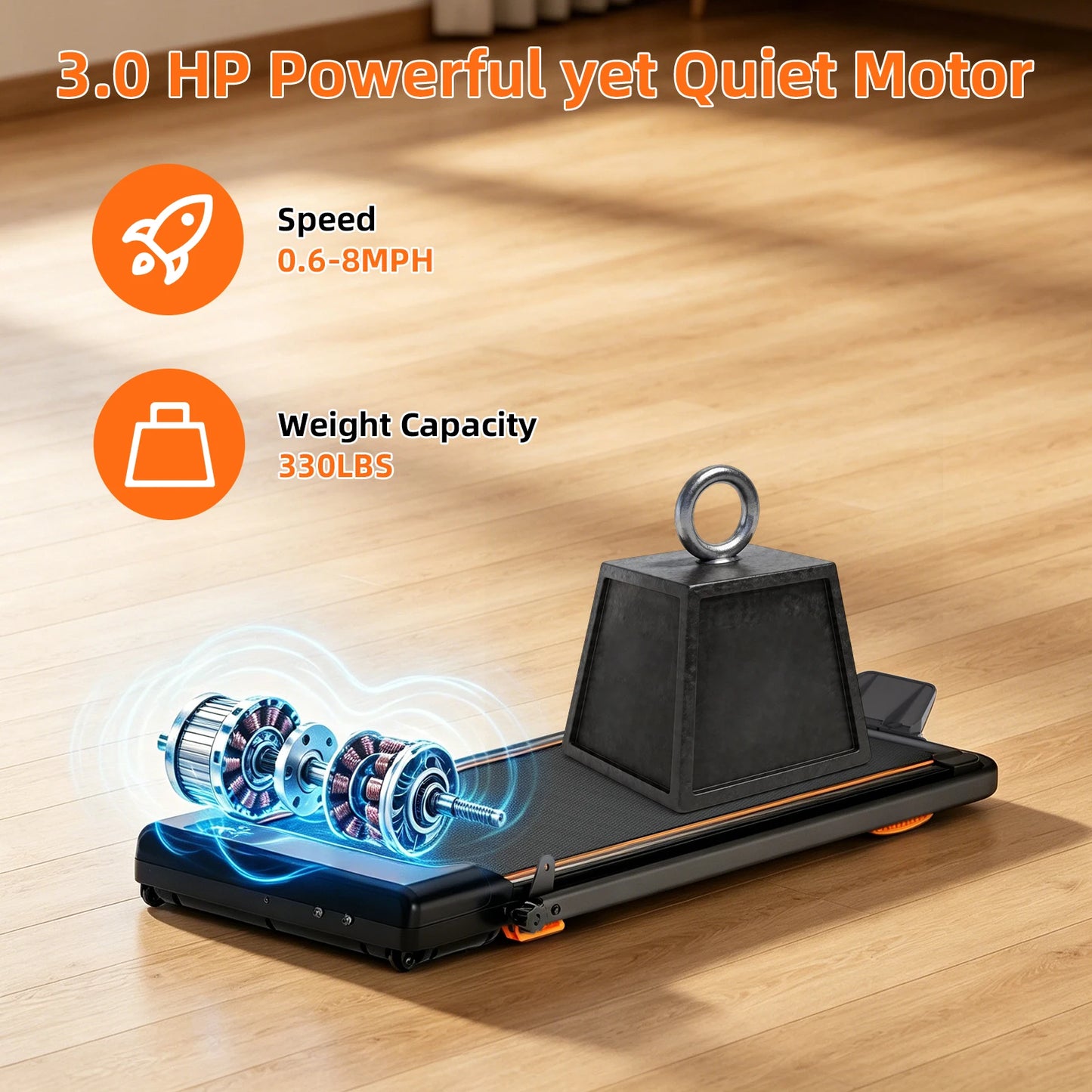 Foldable Indoor Treadmill With 3HP Motor And Manual Incline