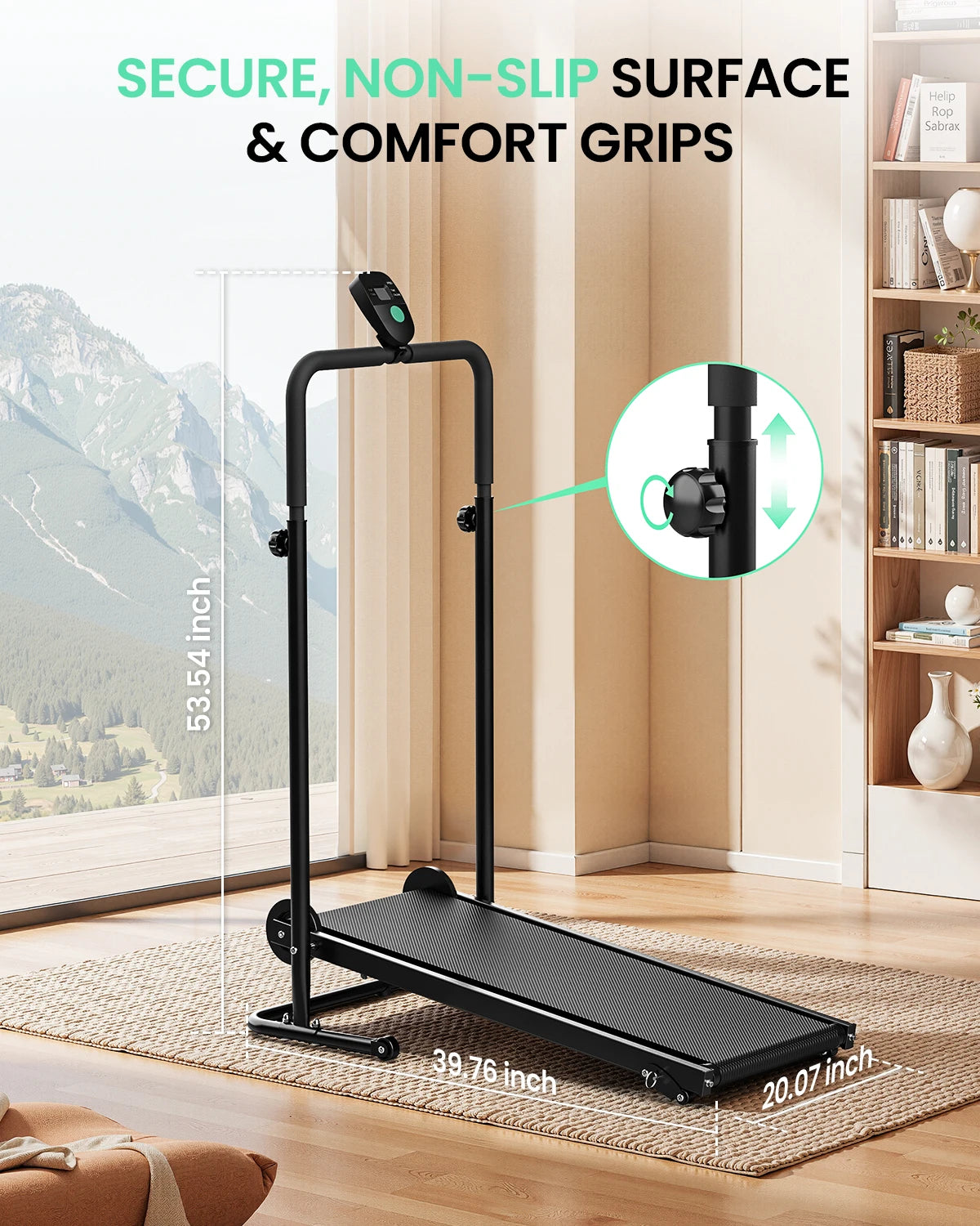 Akluer Non Electric Treadmill Motorless Foldable LCD Monitor Adjustable Incline
