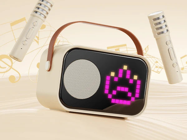 FanFun Mini Portable Bluetooth Karaoke Speaker With Two Wireless Microphones
