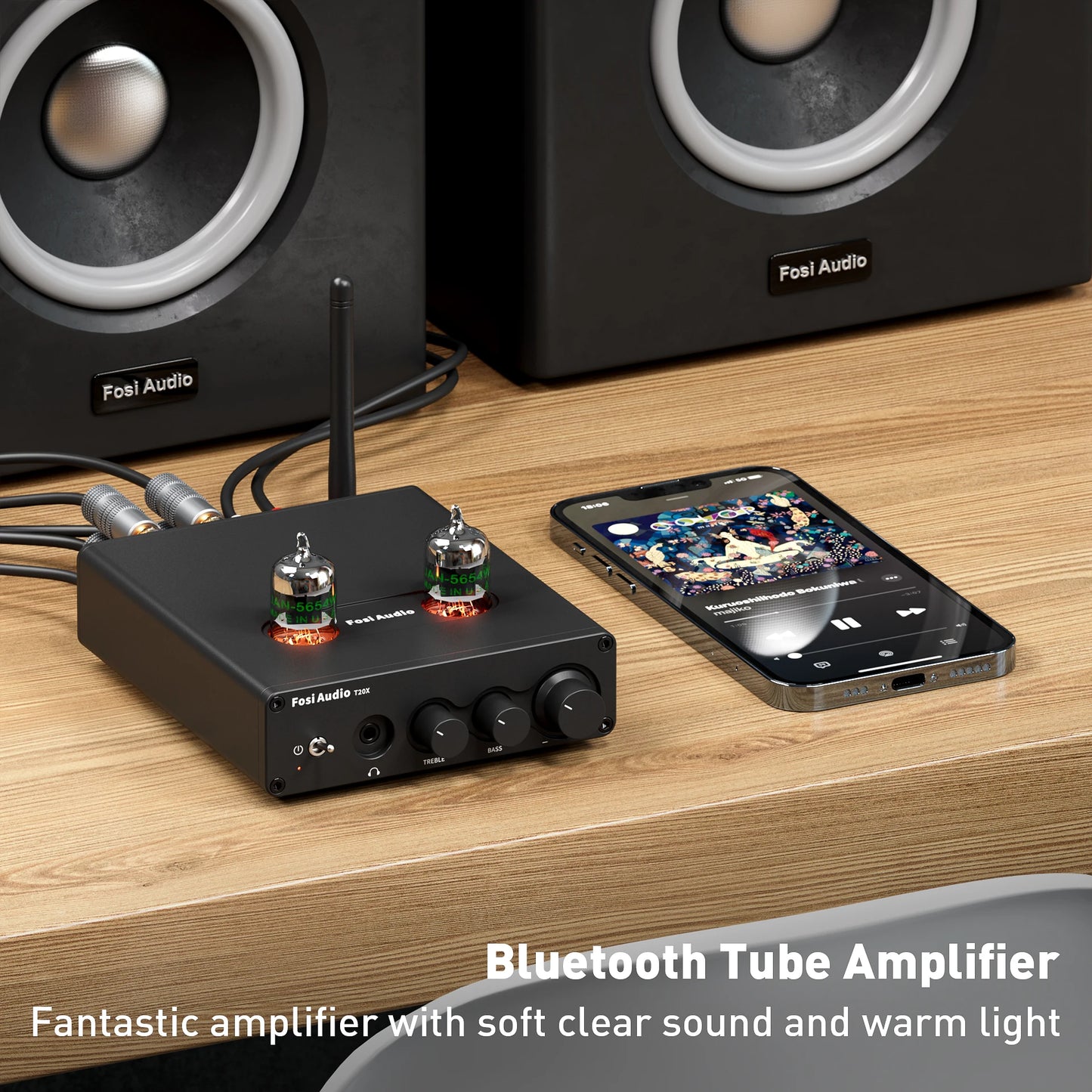 Fosi Audio T20X 100W Bluetooth Vacuum Tube Stereo Power Amplifier