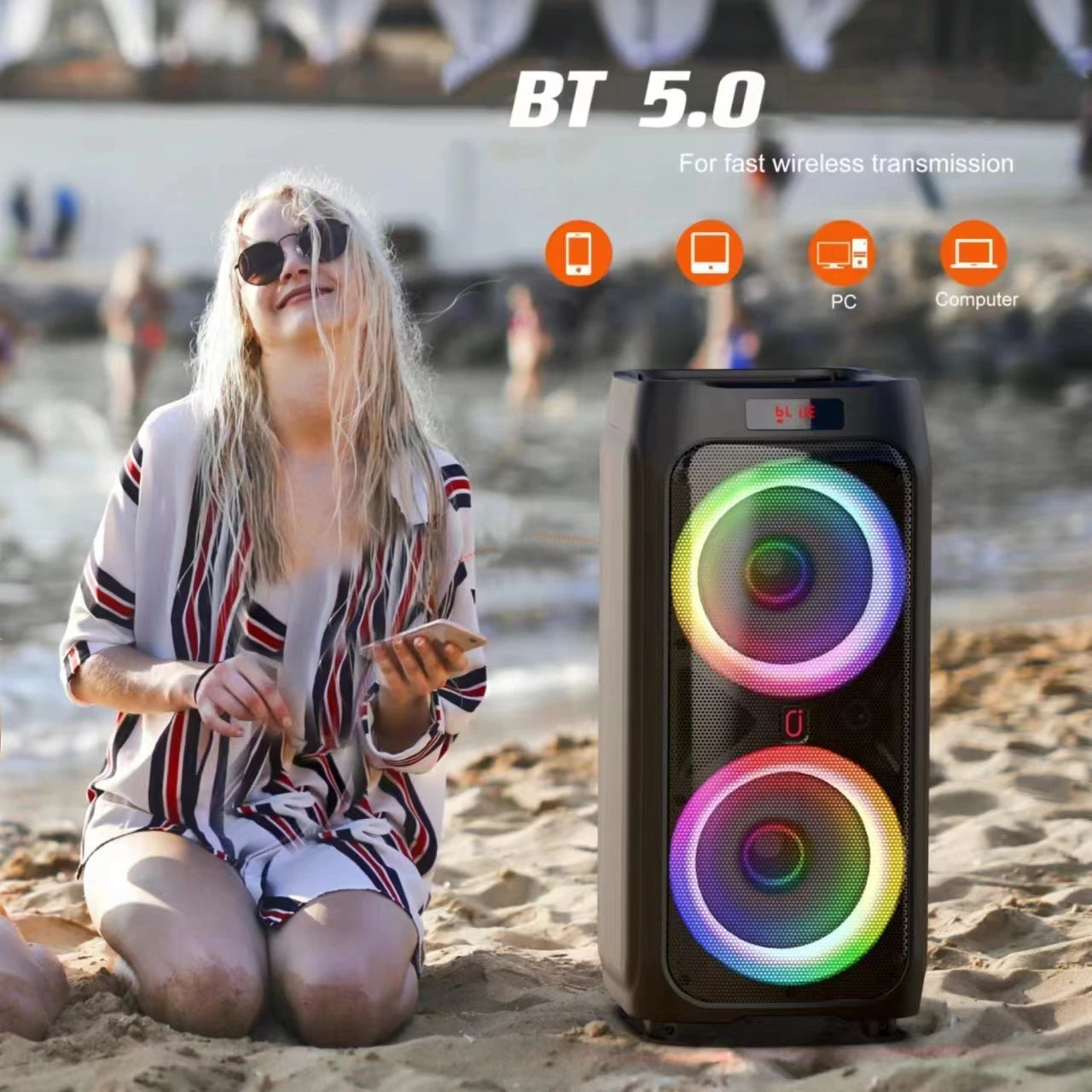 FanFun Karaoke Machine With 2 Wireless Microphones And Bluetooth Speaker