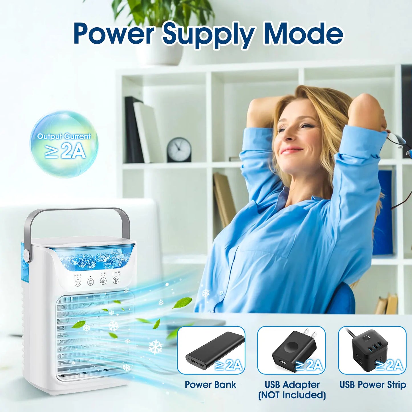 AFDEAL Portable Desktop Humidifier Fan Cooling Water Tank For Bedroom