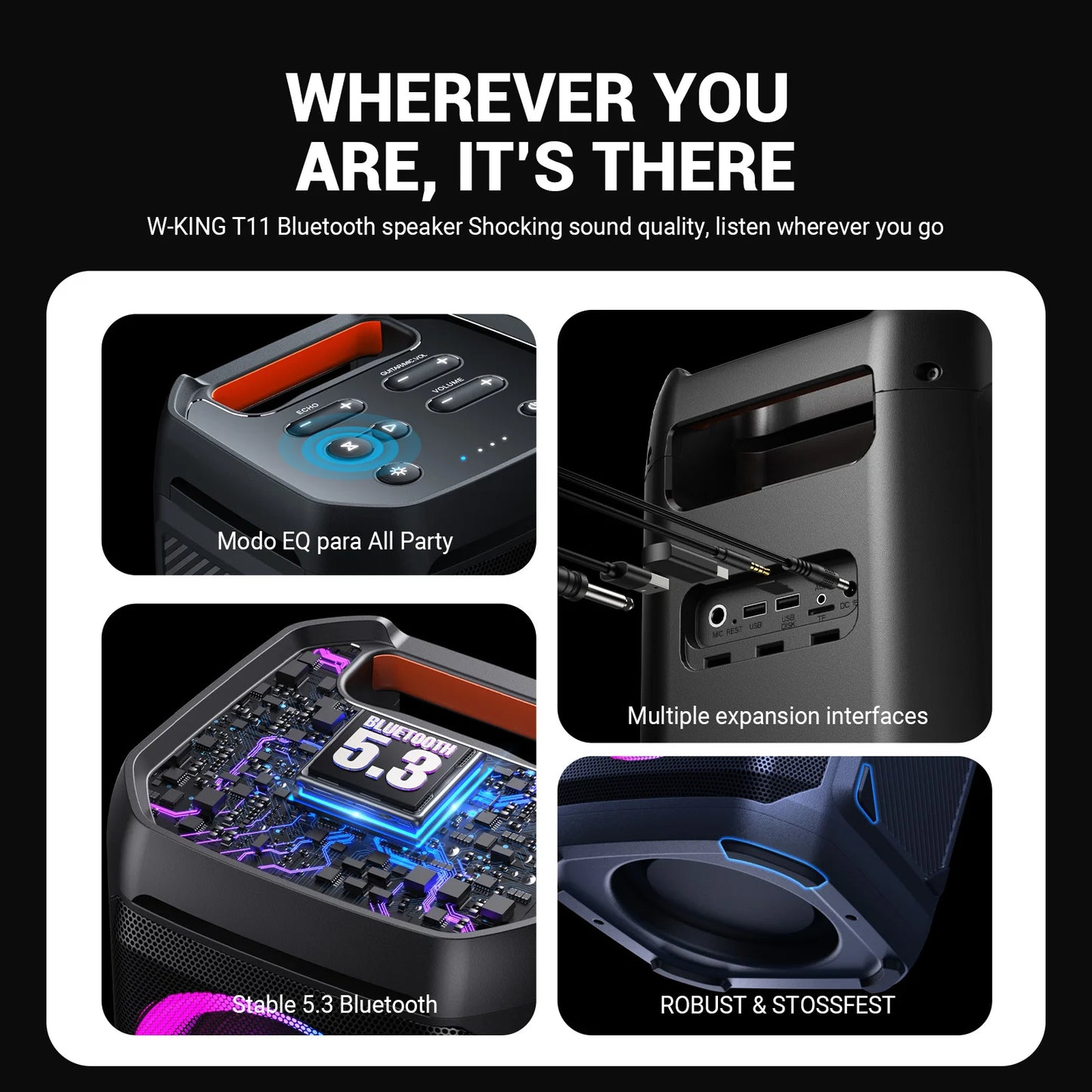 W-King T11 100W Bluetooth Speaker Waterproof Massive Sound