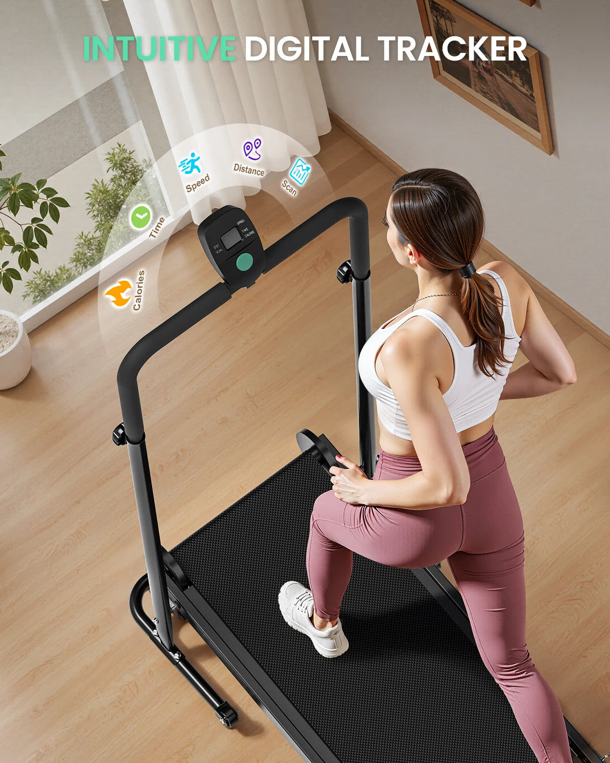 Akluer Non Electric Treadmill Motorless Foldable LCD Monitor Adjustable Incline