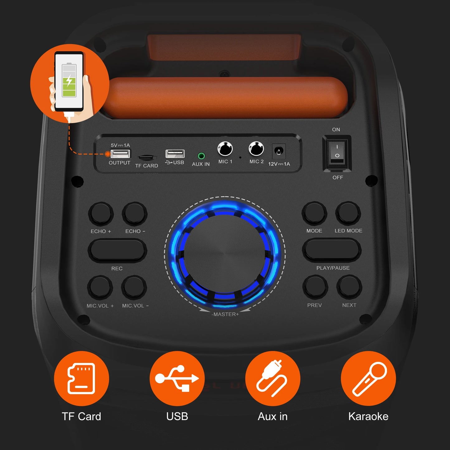FanFun Karaoke Machine With 2 Wireless Microphones And Bluetooth Speaker