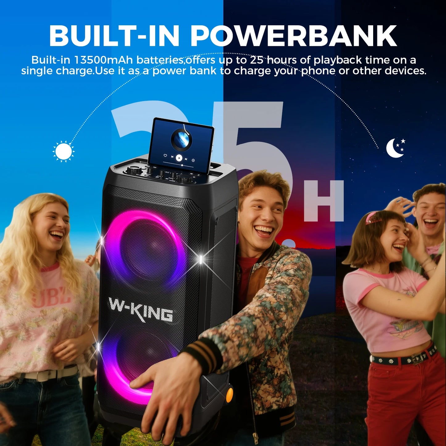 W King Portable Bluetooth Speaker With 370 Watt