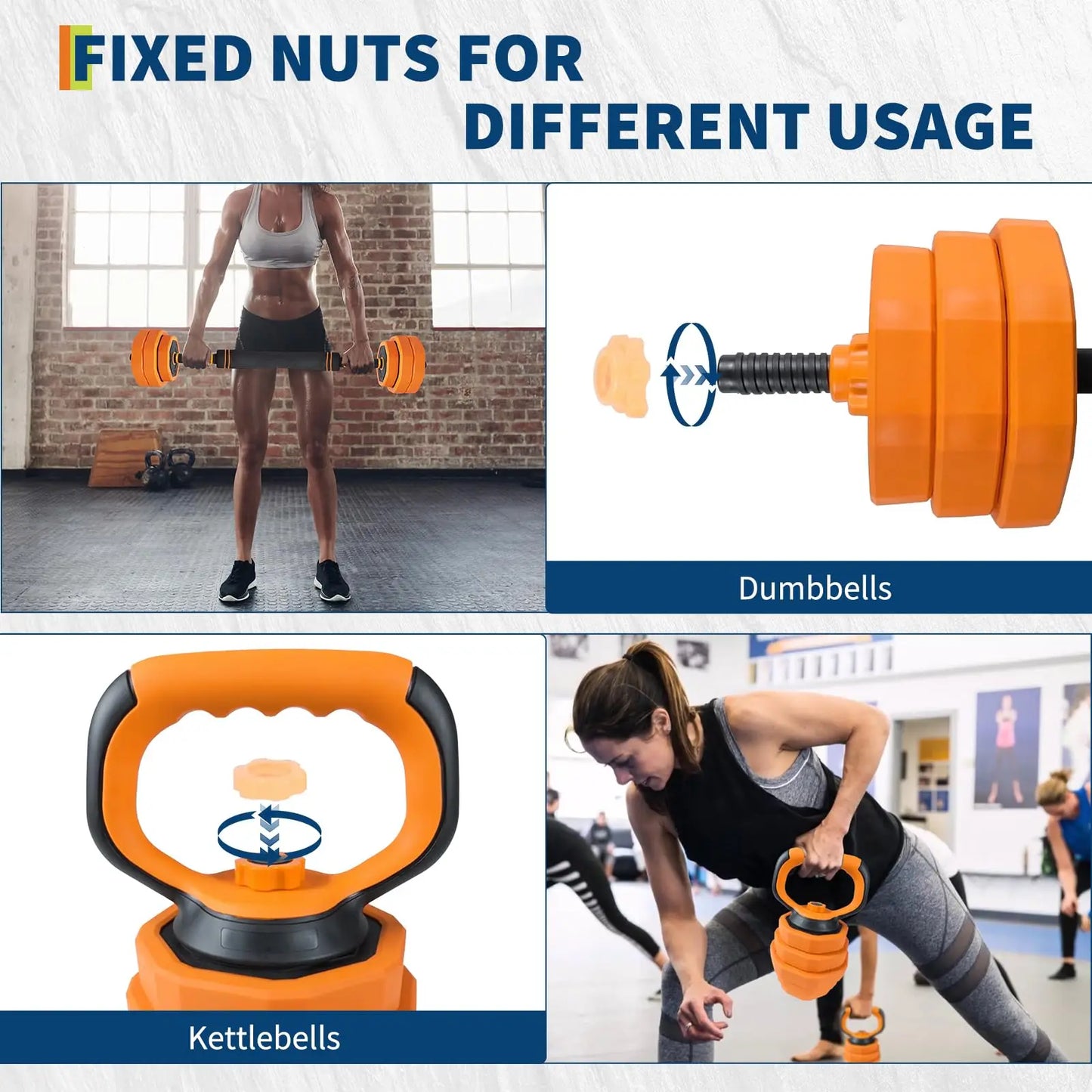 Adjustable Dumbbell Combo Converts To Barbell Kettlebell Home Gym Equipment