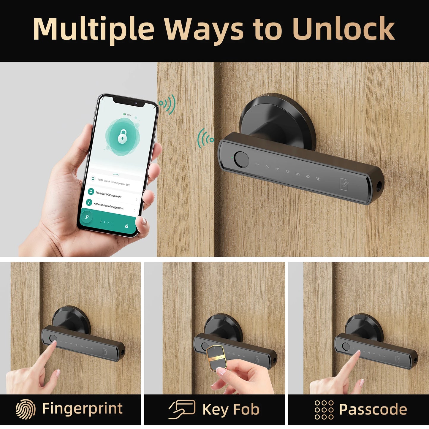 Viladepot Smart Door Lock Fingerprint Bluetooth App Control Electronic Keypad