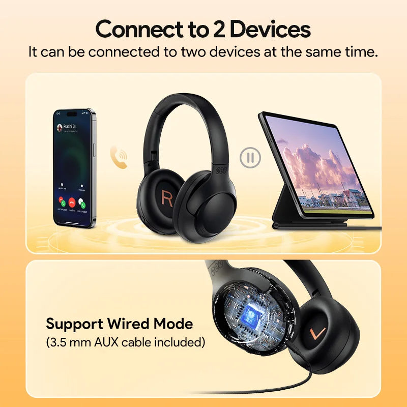 QCY H3 Over-Ear Wireless Headphones With 60H Battery And ANC