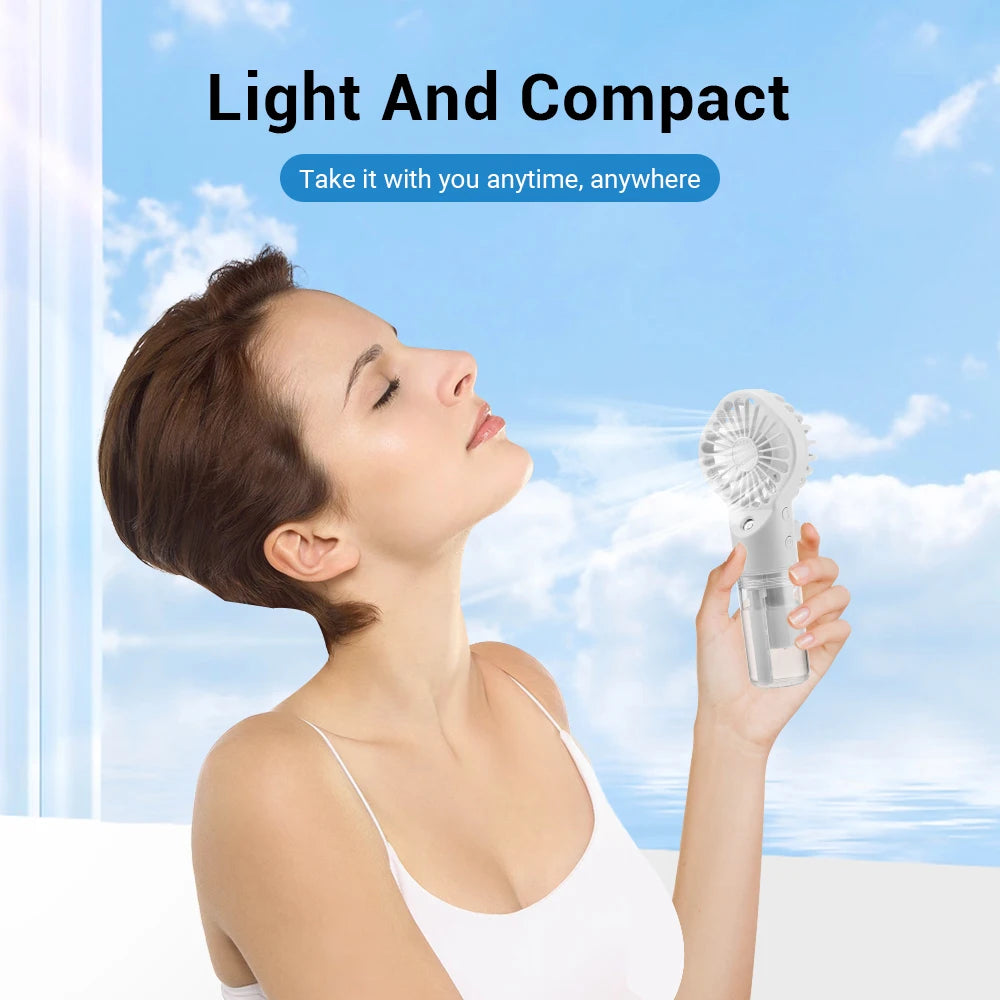 Portable Water Mist Humidifier Fan USB Mini 4 Speeds