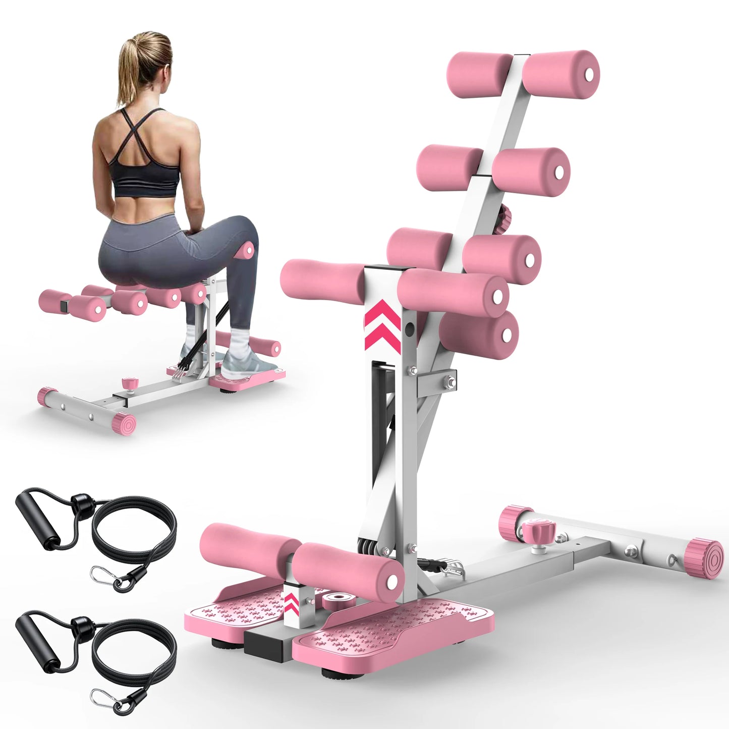 Deep Squat Machine With Resistance Bands For Glute Core Workout