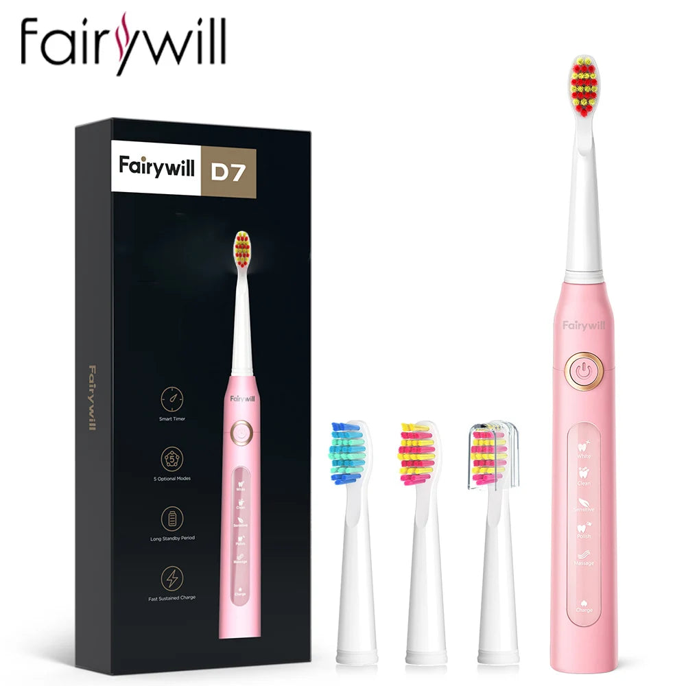 Fairywill Electric Sonic Toothbrush FW507 Rechargeable Waterproof For Adults