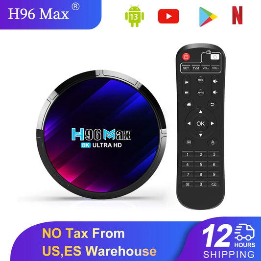 H96 Android 13 TV Box Quad Core 8K WIFI6 Streaming