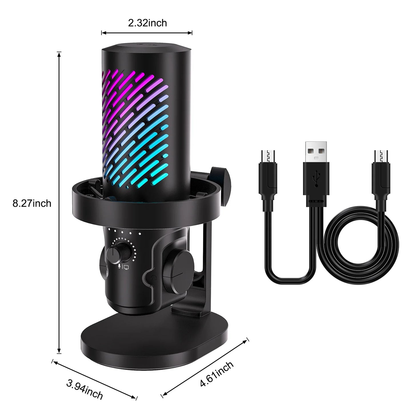 Tenlamp USB Gaming Microphone With Gain Control And Noise Cancelling