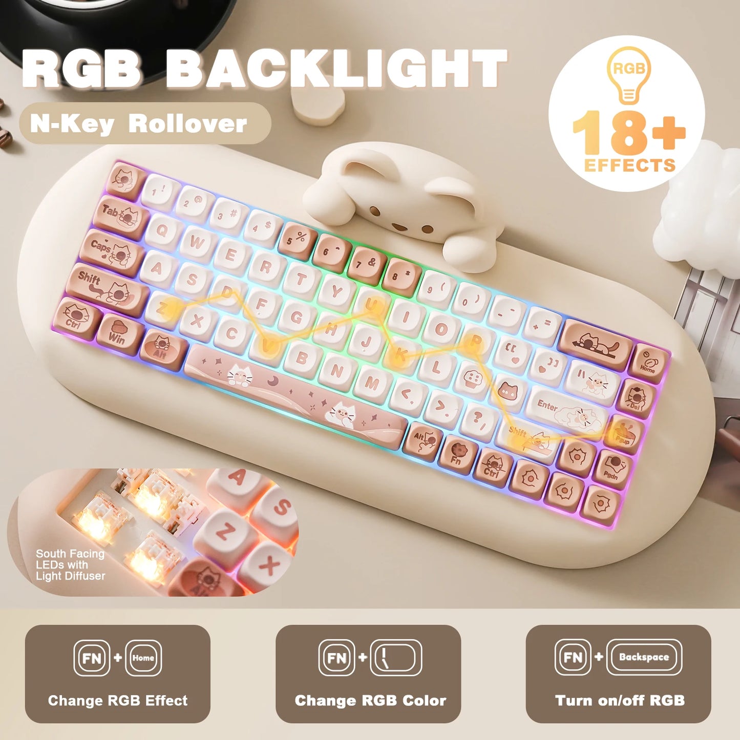 Yunzii C68 Wireless Custom Mechanical Keyboard With RGB