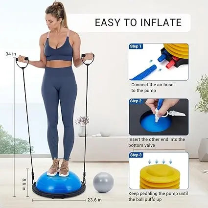 Half Exercise Ball Trainer With Non Slip Base For Yoga