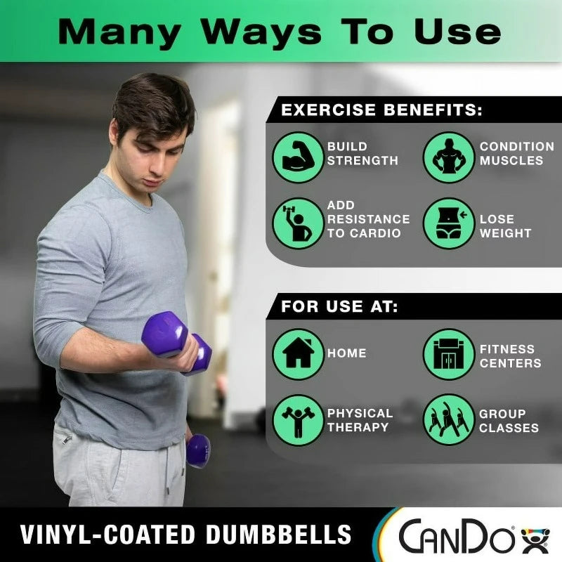 Green Vinyl Coated Cast Iron Dumbbell For Strength Training