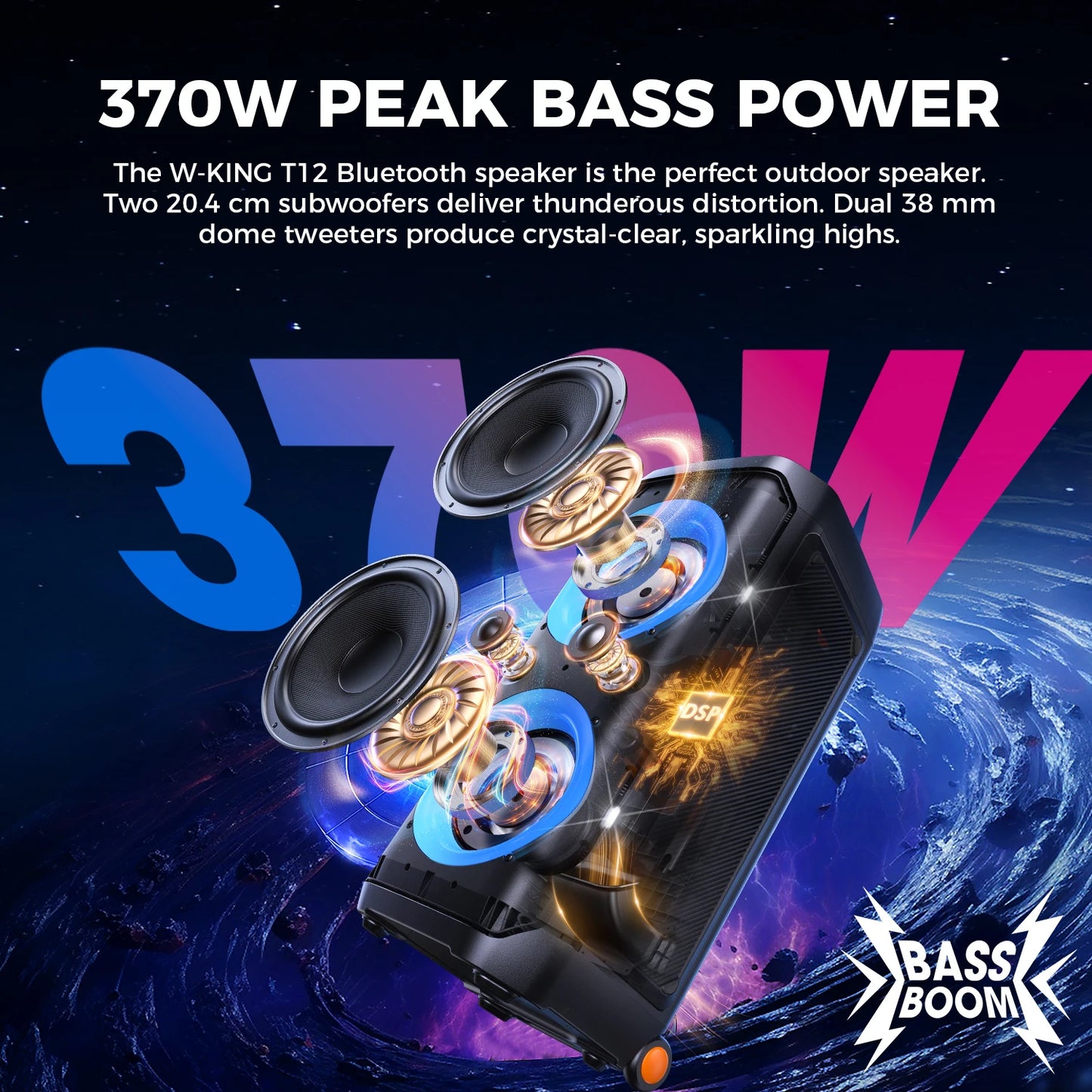W-King T12 Portable Bluetooth Speaker With Wheels