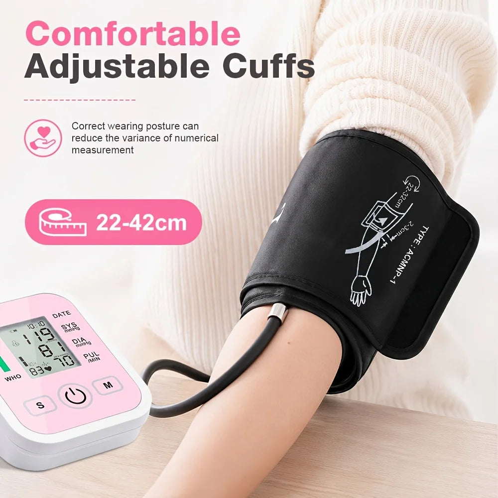 Automatic Upper Arm Blood Pressure Monitor Heart Rate LCD Display