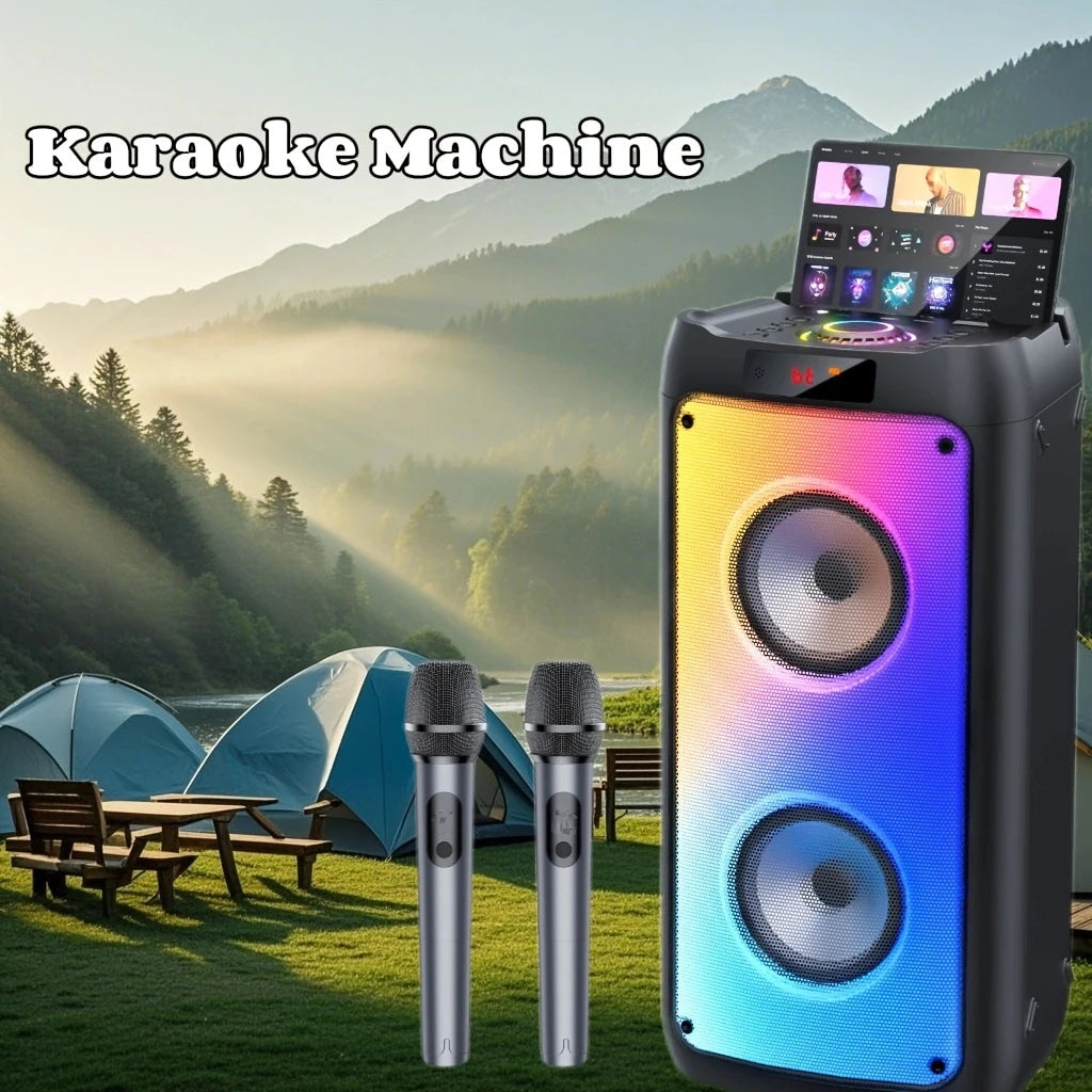 FanFun Bluetooth Karaoke Speaker System With LED Lights Remote Control