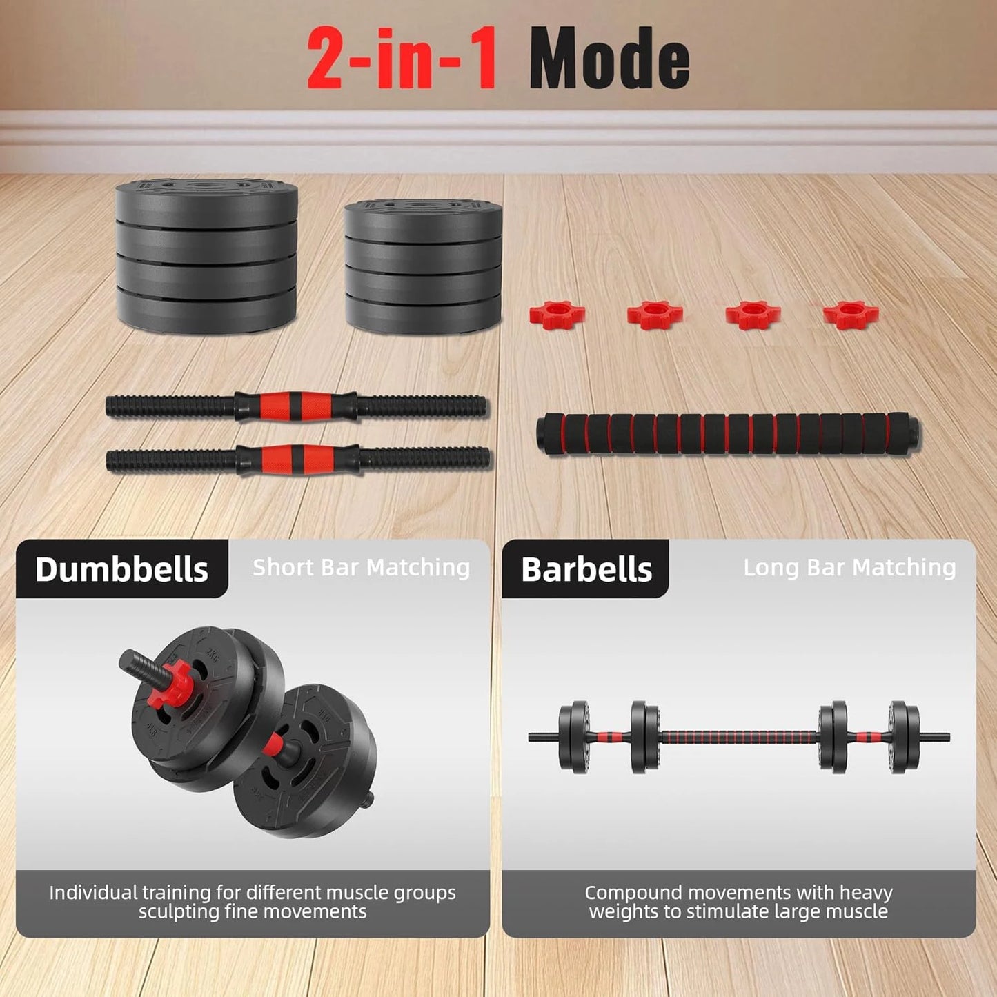 Adjustable Dumbbell And Barbell Set For Home Fitness Exercises With Weight