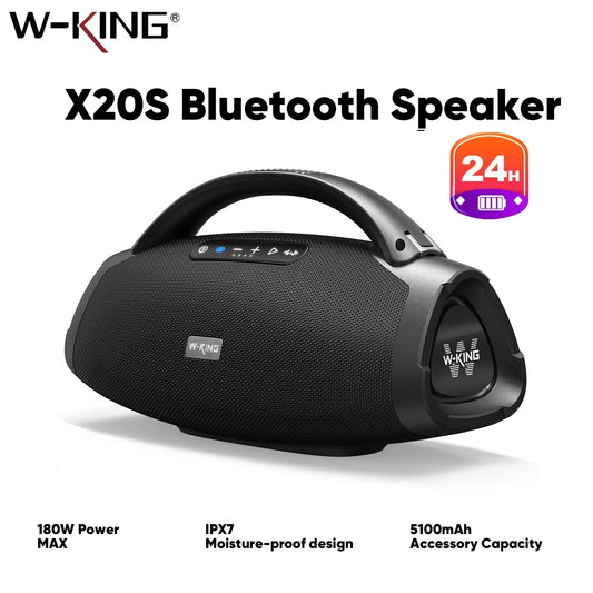 W-KING 180W RMS Portable Bluetooth Speaker Massive Bass Outdoor Waterproof