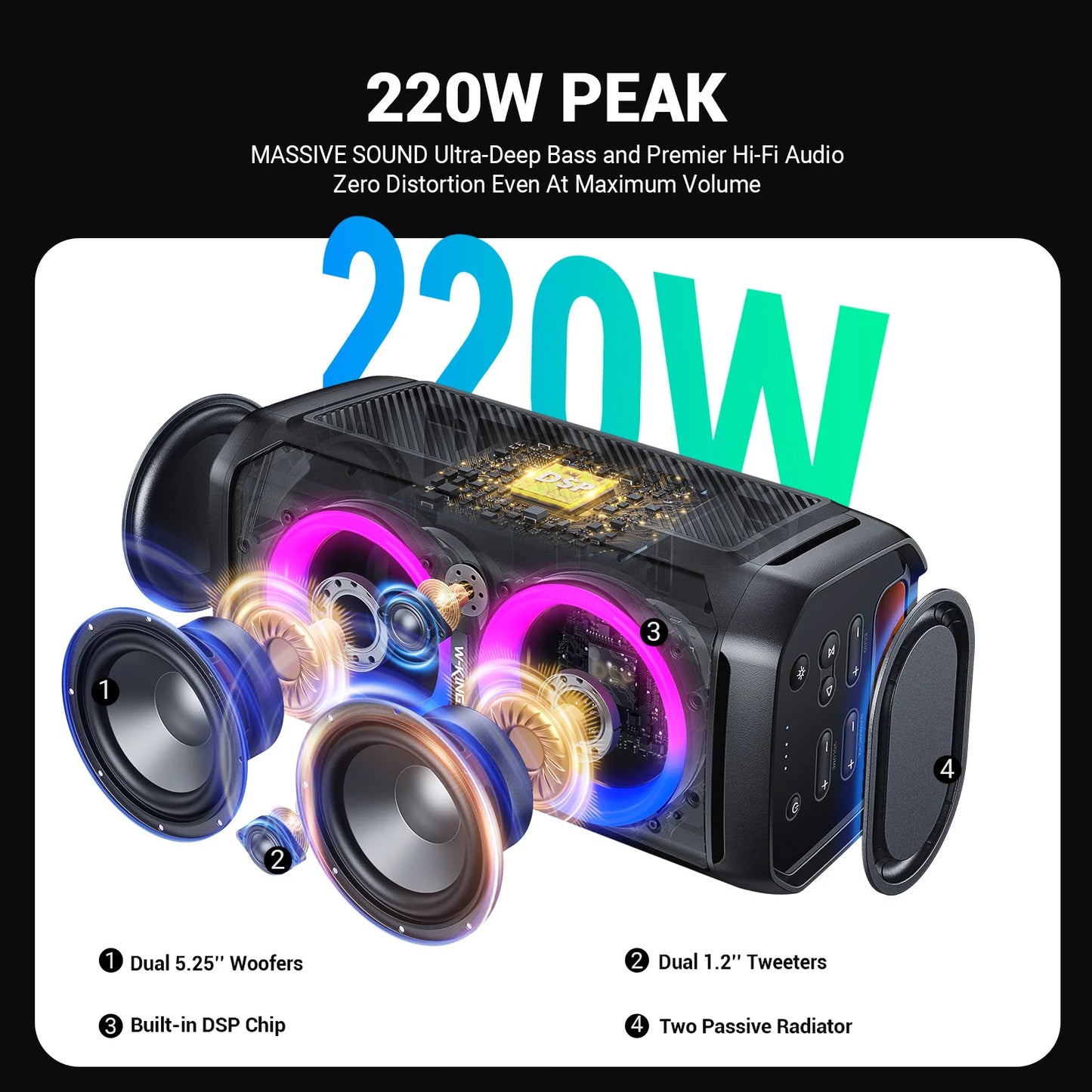 W-King T11 100W Bluetooth Portable Speaker Waterproof