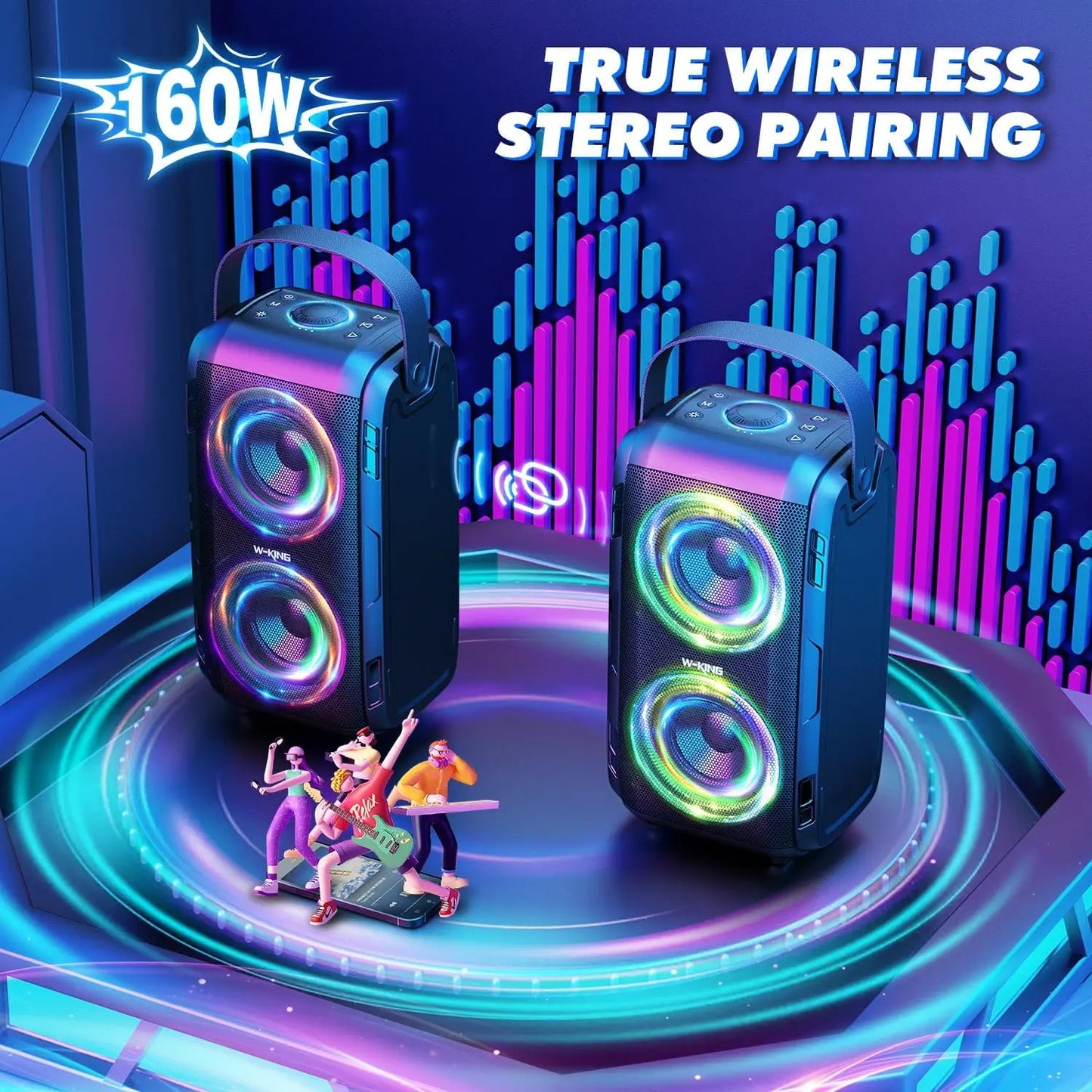 W-King 80W RMS Bluetooth Portable Party Rechargeable Speaker