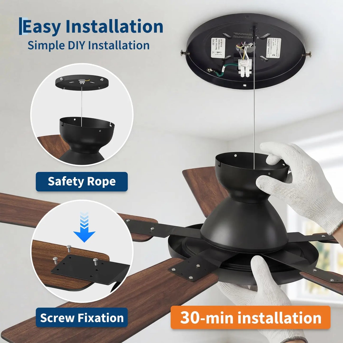 Adoolla Smart Ceiling Fan Alexa WiFi Lights Remote Quiet Motor